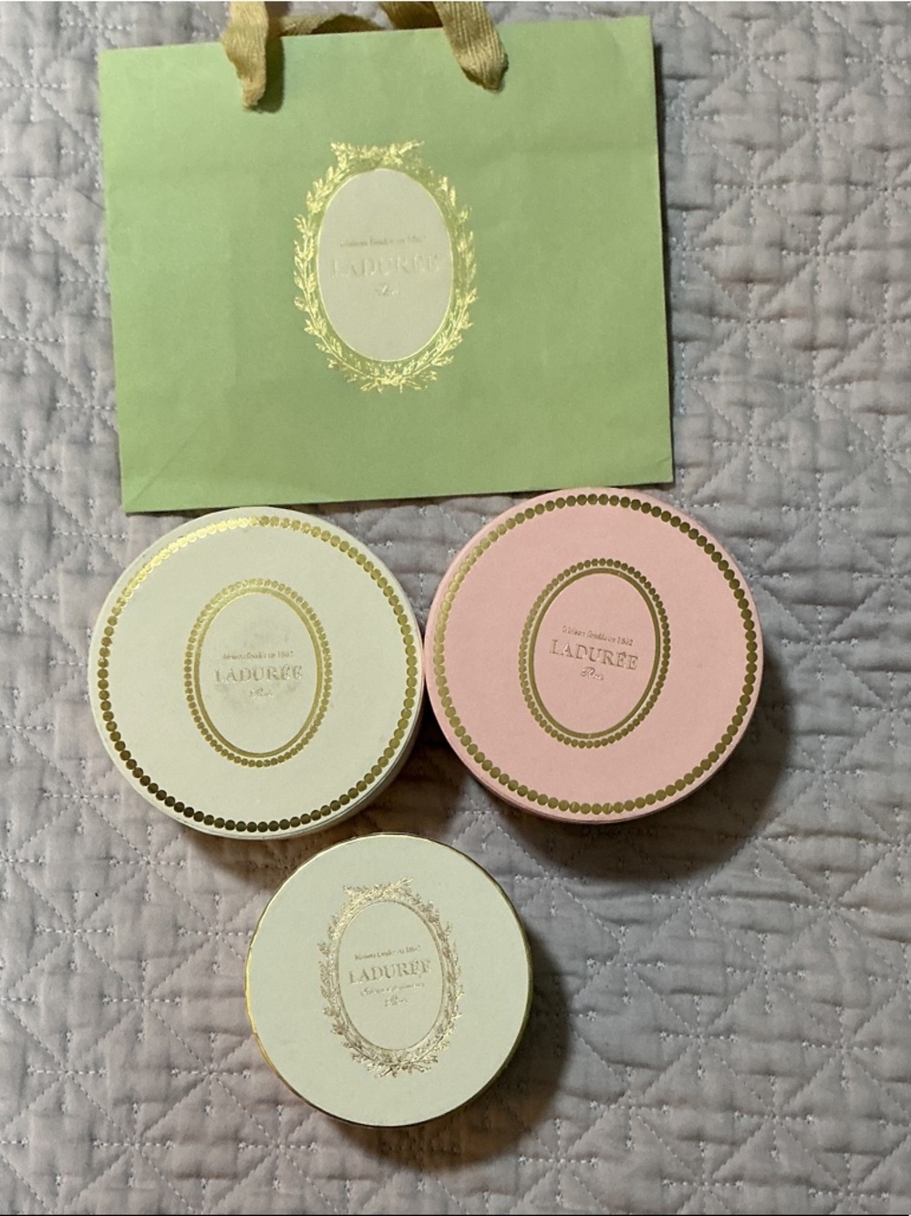 Ladurée 3 round empty boxes and 1 shopping bag